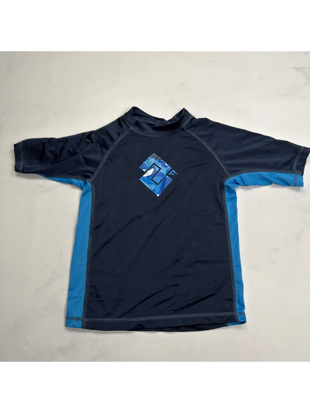 Kanu Surf Rash Guard Swim Shirt Blue Black - Boys L